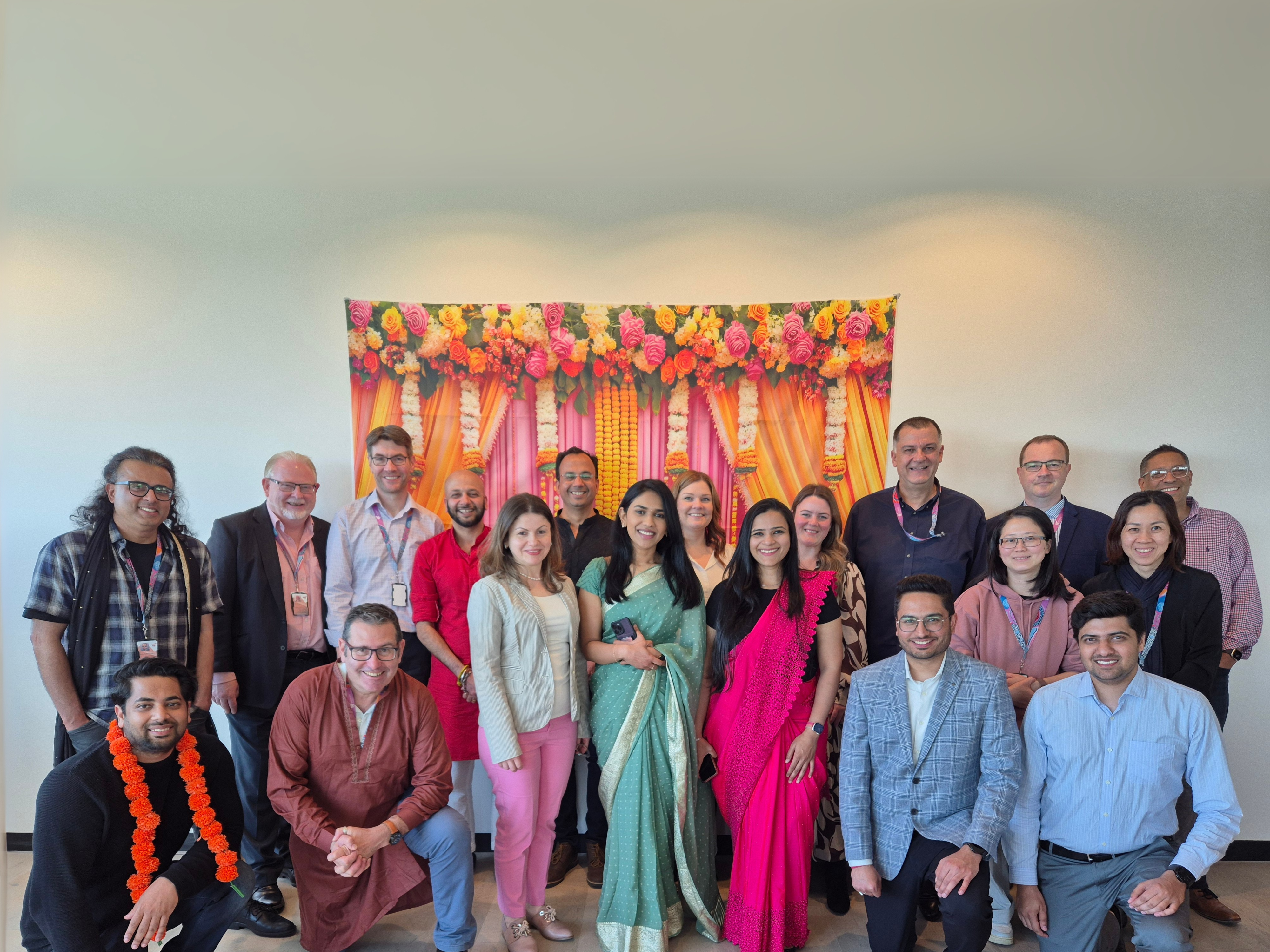 A group of people celebrate Diwali